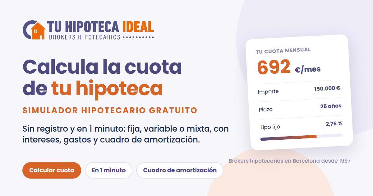 Calculadora simulador de cuota de hipoteca 
